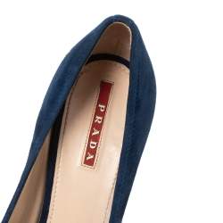 Pre Owned Prada Sport Blue Suede Almond Toe Pumps Size 37