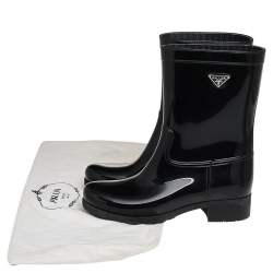Pre Owned Prada Sport Black Rubber Rain Boots Size 39