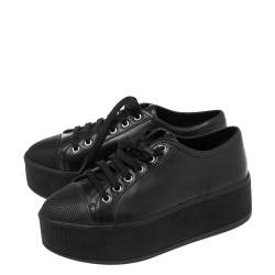 Pre Owned Prada Sports Black Leather Platform Sneakers Size 36.5