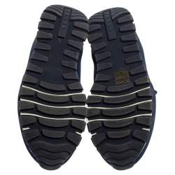 Pre Owned Prada Blue Nylon Catch Me If You Can Crystal Embellished Slip On Sneakers Size 36.5