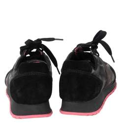 Pre Owned Prada Sport Black Camouflage Nylon And Suede Low Top Sneakers Size 38
