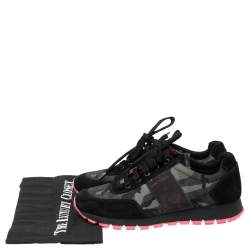 Pre Owned Prada Sport Black Camouflage Nylon And Suede Low Top Sneakers Size 38