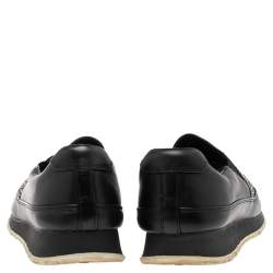 Pre Owned Prada Sport Black Leather Embellished Slip On Sneakers Size 41