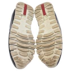 Pre Owned Prada Sport Black Leather Embellished Slip On Sneakers Size 41