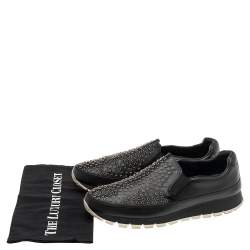 Pre Owned Prada Sport Black Leather Embellished Slip On Sneakers Size 41