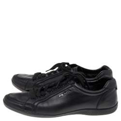Pre Owned Prada Sport Black Leather Low Top Sneakers Size 39.5