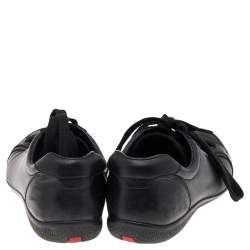 Pre Owned Prada Sport Black Leather Low Top Sneakers Size 39.5