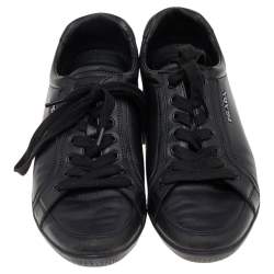 Pre Owned Prada Sport Black Leather Low Top Sneakers Size 39.5
