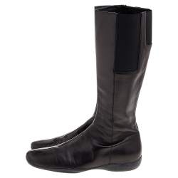 Pre Owned Prada Sport Black Leather Riding Boots Size 40