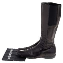 Pre Owned Prada Sport Black Leather Riding Boots Size 40