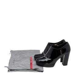 Pre Owned Prada Sport Black Patent Leather Booties Size 37