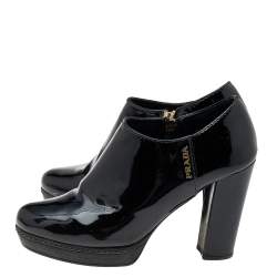 Pre Owned Prada Sport Black Patent Leather Booties Size 37