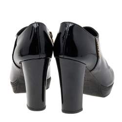 Pre Owned Prada Sport Black Patent Leather Booties Size 37