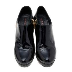 Pre Owned Prada Sport Black Patent Leather Booties Size 37