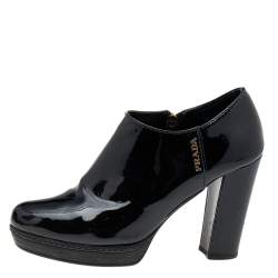 Pre Owned Prada Sport Black Patent Leather Booties Size 37