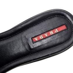 Pre Owned Prada Sport Black Patent Leather And PVC Open Toe Flat Slides Size 36.5 