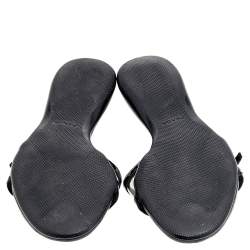 Pre Owned Prada Sport Black Patent Leather And PVC Open Toe Flat Slides Size 36.5 