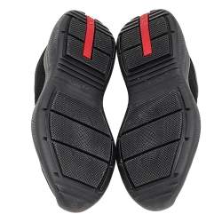 مملوكة مسبقًا حذاء رياضي برادا سبورت مطاط وقماش تريكو أسود سليب أون مقاس 35.5