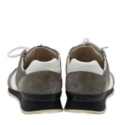 Pre Owned Prada Sport Grey/White Suede and Nylon Low Top Sneakers Size 39