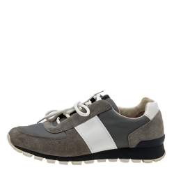 Pre Owned Prada Sport Grey/White Suede and Nylon Low Top Sneakers Size 39