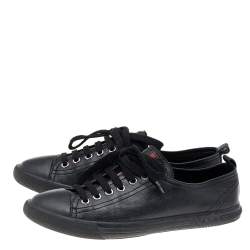 Pre Owned Prada Sport Black Leather Low Top Sneakers Size 36