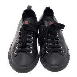 Pre Owned Prada Sport Black Leather Low Top Sneakers Size 36