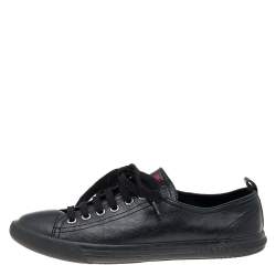 Pre Owned Prada Sport Black Leather Low Top Sneakers Size 36