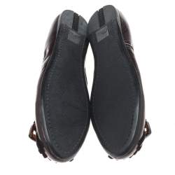 Pre Owned Prada Sport Burgundy Patent Leather Fringe Detail Ballet Flats Size 37