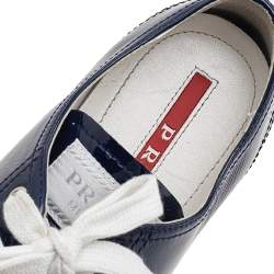 Pre Owned Prada Sport Blue Patent Leather Low Top Sneakers Size 37.5