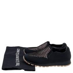 Pre Owned Prada Sport Black/Pink Mesh And Neoprene Slip On Sneakers Size 36.5