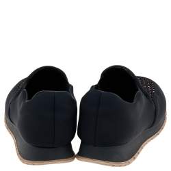 Pre Owned Prada Sport Black/Pink Mesh And Neoprene Slip On Sneakers Size 36.5