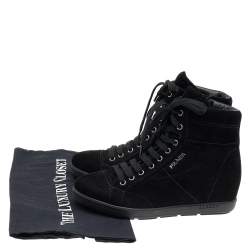 مملوكة مسبقًا حذاء رياضي برادا سبورت نعل روك�ي سويدي أسود مقاس 35.5