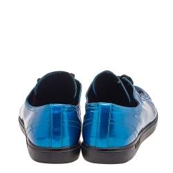 Pre Owned Prada Sport Blue Patent Leather Low Top Sneakers Size 40