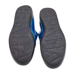 Pre Owned Prada Sport Blue Patent Leather Low Top Sneakers Size 40