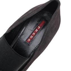 Pre Owned Prada Sport Grey Suede Mary Jane Wedge Pumps Size 39