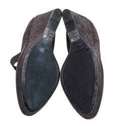 Pre Owned Prada Sport Grey Suede Mary Jane Wedge Pumps Size 39