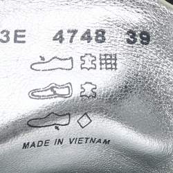 Pre Owned Prada Sport Black/Silver Nylon And Patent Leather Low Top Sneakers Size 39