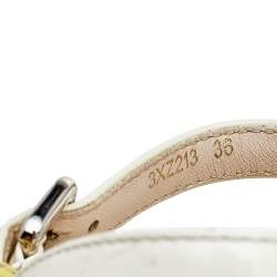 Pre Owned Prada Cream Patent Leather Cork Wedge Platform Sandals Size 36