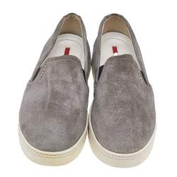 Pre Owned Prada Sport Grey Suede Slip On Sneakers Size 39.5