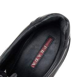 Pre Owned Prada Sport Black Leather And Nylon Lace Up Wedge Sneakers Size 39
