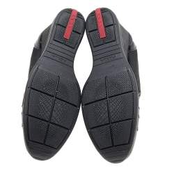 Pre Owned Prada Sport Black Leather And Nylon Lace Up Wedge Sneakers Size 39