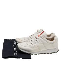 Prada Sport White Canvas Lace Up Low Top Sneakers Size 38.5
