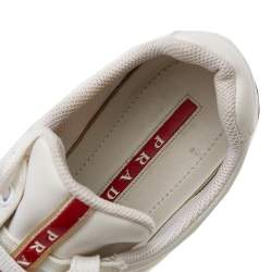 Prada Sport White Canvas Lace Up Low Top Sneakers Size 38.5
