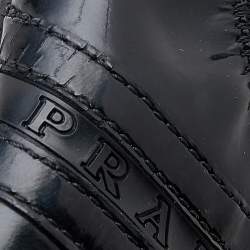 Pre Owned Prada Sport Black Patent Leather Lace Up Ballet Flats Size 36.5