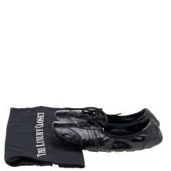 Pre Owned Prada Sport Black Patent Leather Lace Up Ballet Flats Size 36.5
