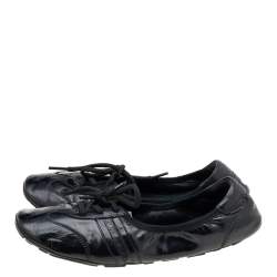 Pre Owned Prada Sport Black Patent Leather Lace Up Ballet Flats Size 36.5