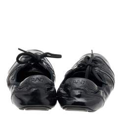 Pre Owned Prada Sport Black Patent Leather Lace Up Ballet Flats Size 36.5