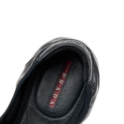 Pre Owned Prada Sport Black Patent Leather Lace Up Ballet Flats Size 36.5