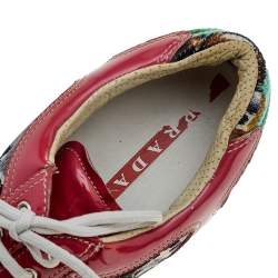 Prada Sport Multicolor Fabric And Patent Leather Low Top Sneakers Size 38.5