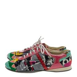 Prada Sport Multicolor Fabric And Patent Leather Low Top Sneakers Size 38.5